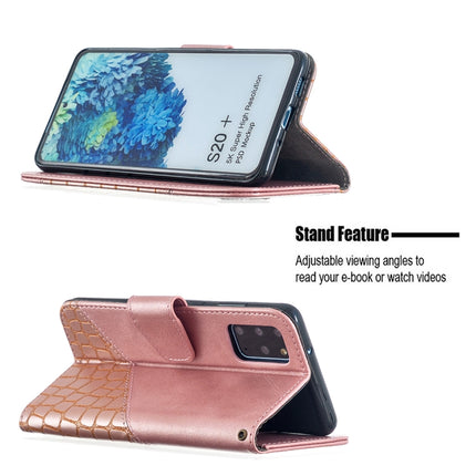 For Samsung Galaxy S20+ Matching Color Crocodile Texture Horizontal Flip PU Leather Case with Wallet & Holder & Card Slots(Rose Gold)-garmade.com