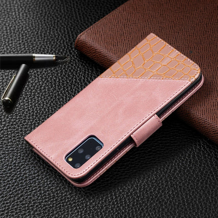 For Samsung Galaxy S20+ Matching Color Crocodile Texture Horizontal Flip PU Leather Case with Wallet & Holder & Card Slots(Rose Gold)-garmade.com