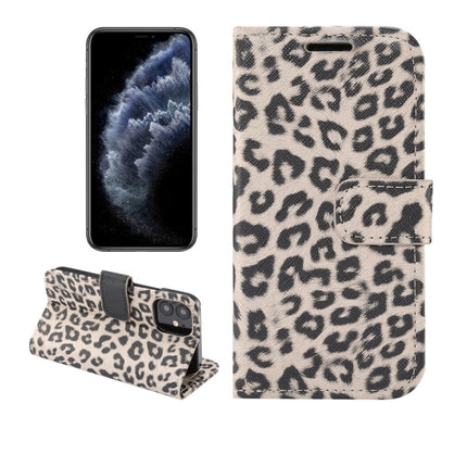 For iPhone 12 mini Leopard Print Pattern Horizontal Flip Leather Case with Card Slot and Holder(Grey)-garmade.com