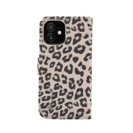 For iPhone 12 mini Leopard Print Pattern Horizontal Flip Leather Case with Card Slot and Holder(Grey)-garmade.com