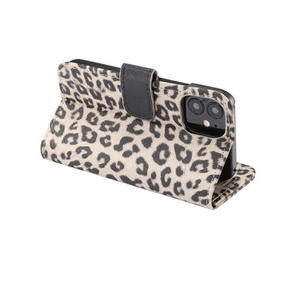 For iPhone 12 mini Leopard Print Pattern Horizontal Flip Leather Case with Card Slot and Holder(Grey)-garmade.com
