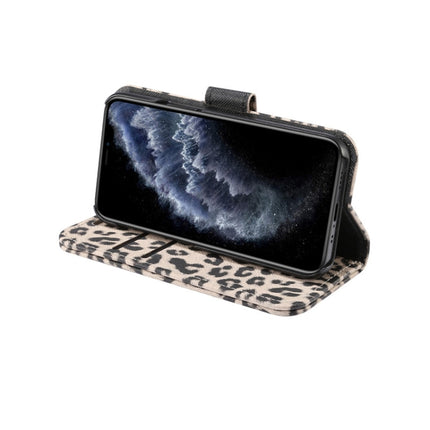 For iPhone 12 mini Leopard Print Pattern Horizontal Flip Leather Case with Card Slot and Holder(Grey)-garmade.com