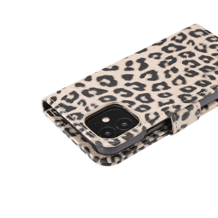 For iPhone 12 mini Leopard Print Pattern Horizontal Flip Leather Case with Card Slot and Holder(Grey)-garmade.com