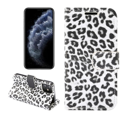 For iPhone 12 mini Leopard Print Pattern Horizontal Flip Leather Case with Card Slot and Holder(White)-garmade.com