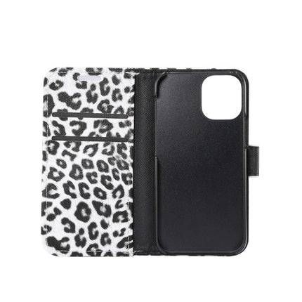 For iPhone 12 mini Leopard Print Pattern Horizontal Flip Leather Case with Card Slot and Holder(White)-garmade.com