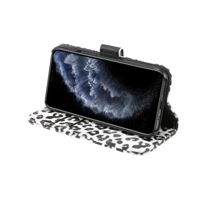 For iPhone 12 mini Leopard Print Pattern Horizontal Flip Leather Case with Card Slot and Holder(White)-garmade.com