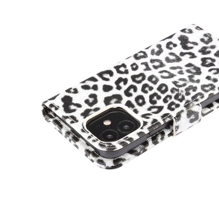 For iPhone 12 mini Leopard Print Pattern Horizontal Flip Leather Case with Card Slot and Holder(White)-garmade.com