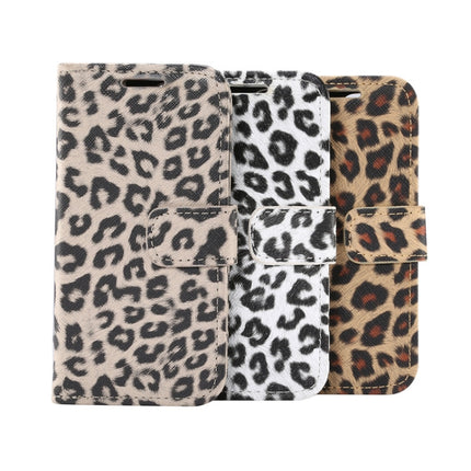 For iPhone 12 mini Leopard Print Pattern Horizontal Flip Leather Case with Card Slot and Holder(White)-garmade.com