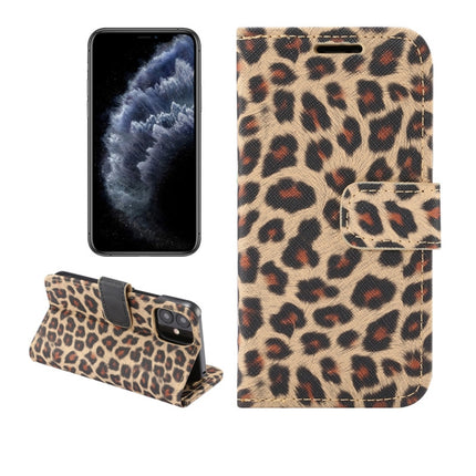 For iPhone 12 mini Leopard Print Pattern Horizontal Flip Leather Case with Card Slot and Holder(Brown)-garmade.com