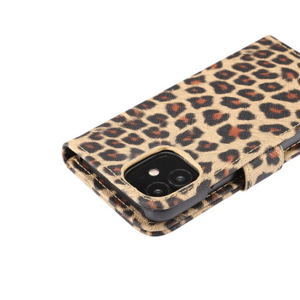 For iPhone 12 mini Leopard Print Pattern Horizontal Flip Leather Case with Card Slot and Holder(Brown)-garmade.com