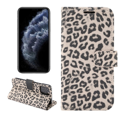 For iPhone 12 / 12 Pro Leopard Print Pattern Horizontal Flip Leather Case with Card Slot and Holder(Grey)-garmade.com