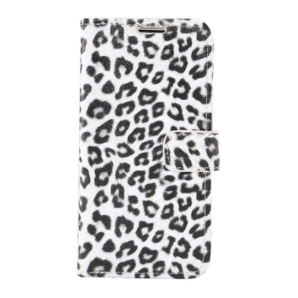 For iPhone 12 / 12 Pro Leopard Print Pattern Horizontal Flip Leather Case with Card Slot and Holder(White)-garmade.com