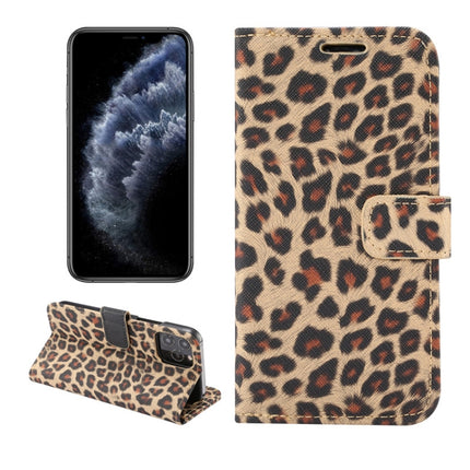 For iPhone 12 / 12 Pro Leopard Print Pattern Horizontal Flip Leather Case with Card Slot and Holder(Brown)-garmade.com