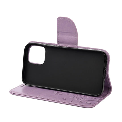 For iPhone 12 mini Butterfly Flower Pattern Horizontal Flip Leather Case with Holder & Card Slots & Wallet(Light Purple)-garmade.com