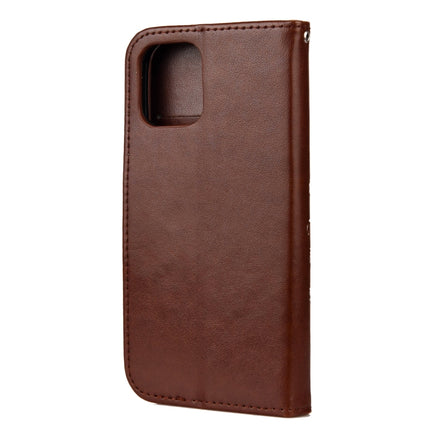 For iPhone 12 / 12 Pro Butterfly Flower Pattern Horizontal Flip Leather Case with Holder & Card Slots & Wallet(Brown)-garmade.com