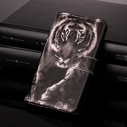 For Samsung Galaxy Note20 Ultra Colored Drawing Pattern Plain Weave Horizontal Flip Leather Case with Holder & Card Slot & Wallet & Lanyard(Black And White Tiger)-garmade.com