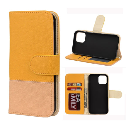 For iPhone 12 mini Splicing Color Horizontal Flip Leather Case with Holder & Photo Frame & Card Slots & Wallet(Yellow)-garmade.com