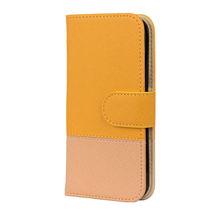 For iPhone 12 mini Splicing Color Horizontal Flip Leather Case with Holder & Photo Frame & Card Slots & Wallet(Yellow)-garmade.com