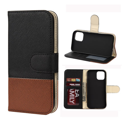 For iPhone 12 mini Splicing Color Horizontal Flip Leather Case with Holder & Photo Frame & Card Slots & Wallet(Black)-garmade.com