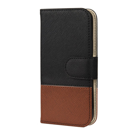 For iPhone 12 mini Splicing Color Horizontal Flip Leather Case with Holder & Photo Frame & Card Slots & Wallet(Black)-garmade.com
