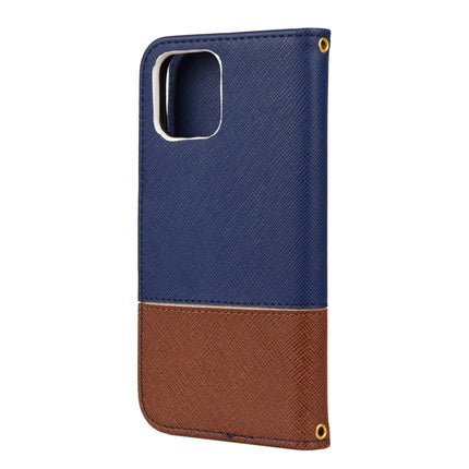 For iPhone 12 mini Splicing Color Horizontal Flip Leather Case with Holder & Photo Frame & Card Slots & Wallet(Blue)-garmade.com