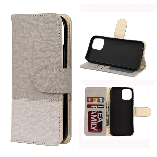 For iPhone 12 mini Splicing Color Horizontal Flip Leather Case with Holder & Photo Frame & Card Slots & Wallet(Grey)-garmade.com
