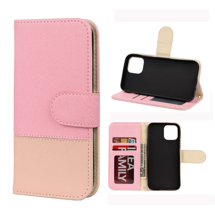 For iPhone 12 mini Splicing Color Horizontal Flip Leather Case with Holder & Photo Frame & Card Slots & Wallet(Pink)-garmade.com