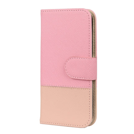 For iPhone 12 mini Splicing Color Horizontal Flip Leather Case with Holder & Photo Frame & Card Slots & Wallet(Pink)-garmade.com