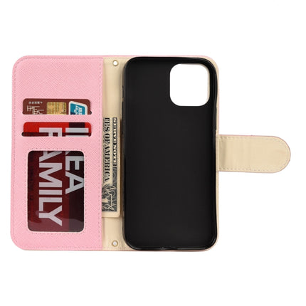 For iPhone 12 mini Splicing Color Horizontal Flip Leather Case with Holder & Photo Frame & Card Slots & Wallet(Pink)-garmade.com