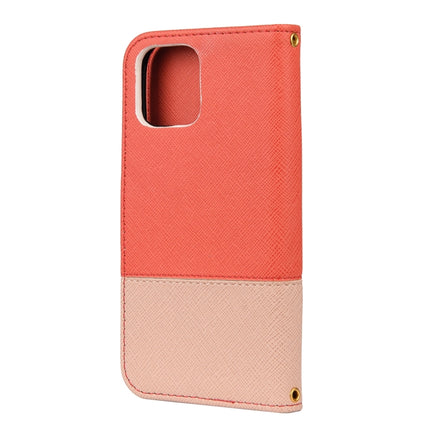 For iPhone 12 / 12 Pro Splicing Color Horizontal Flip Leather Case with Holder & Photo Frame & Card Slots & Wallet(Rose Red)-garmade.com