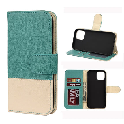 For iPhone 12 / 12 Pro Splicing Color Horizontal Flip Leather Case with Holder & Photo Frame & Card Slots & Wallet(Green)-garmade.com
