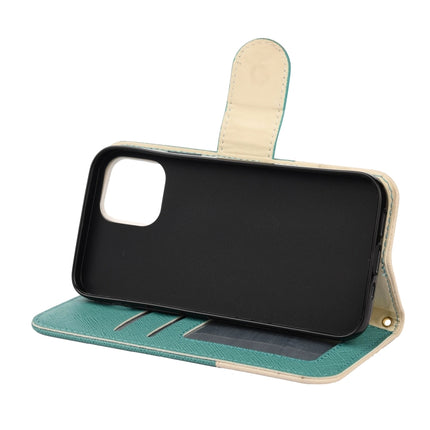 For iPhone 12 / 12 Pro Splicing Color Horizontal Flip Leather Case with Holder & Photo Frame & Card Slots & Wallet(Green)-garmade.com