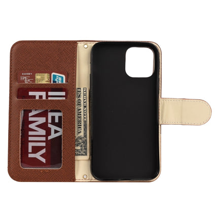 For iPhone 12 / 12 Pro Splicing Color Horizontal Flip Leather Case with Holder & Photo Frame & Card Slots & Wallet(Brown)-garmade.com
