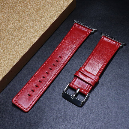 For Apple Watch 5 & 4 44mm / 3 & 2 & 1 42mm Square Tail Retro Crazy Horse Texture Leather Replacement Strap Watchband(Red)-garmade.com