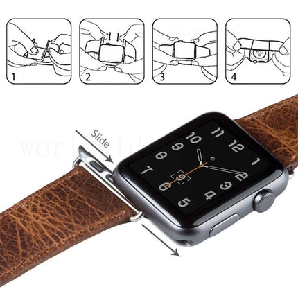For Apple Watch 5 & 4 44mm / 3 & 2 & 1 42mm Square Tail Retro Crazy Horse Texture Leather Replacement Strap Watchband(Red)-garmade.com