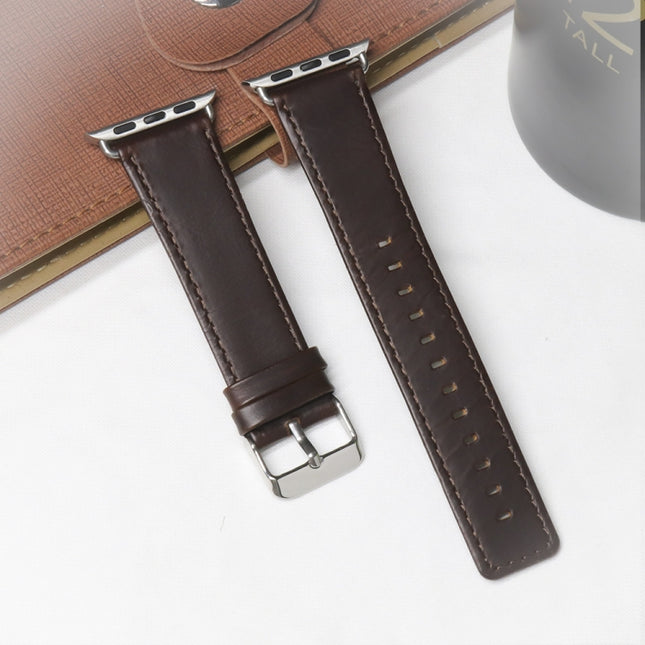 For Apple Watch 5 & 4 44mm / 3 & 2 & 1 42mm Square Tail Retro Crazy Horse Texture Leather Replacement Strap Watchband(Dark Brown)-garmade.com