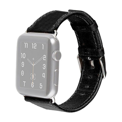 For Apple Watch Series 6 & SE & 5 & 4 40mm / 3 & 2 & 1 38mm Square Tail Retro Crazy Horse Texture Leather Replacement Strap Watchband(Black)-garmade.com