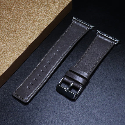 For Apple Watch Series 6 & SE & 5 & 4 40mm / 3 & 2 & 1 38mm Square Tail Retro Crazy Horse Texture Leather Replacement Strap Watchband(Grey)-garmade.com