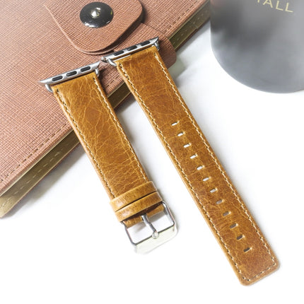 For Apple Watch Series 6 & SE & 5 & 4 40mm / 3 & 2 & 1 38mm Square Tail Retro Crazy Horse Texture Leather Replacement Strap Watchband(Light Brown)-garmade.com