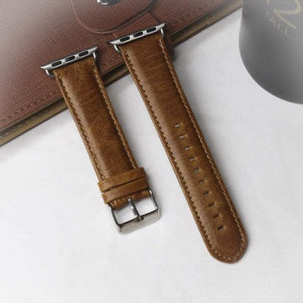 For Apple Watch 5 & 4 44mm / 3 & 2 & 1 42mm Round Tail Retro Crazy Horse Texture Leather Replacement Strap Watchband(Light Brown)-garmade.com