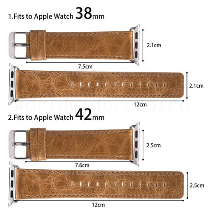 For Apple Watch 5 & 4 44mm / 3 & 2 & 1 42mm Round Tail Retro Crazy Horse Texture Leather Replacement Strap Watchband(Light Brown)-garmade.com