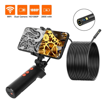 F280 1080P IP68 Waterproof Dual Camera WiFi Digital Endoscope, Length:5m Hard Cable(Black)-garmade.com