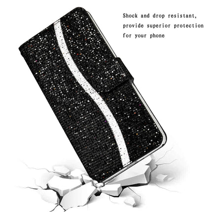 For Samsung Galaxy Note 20 Ultra Glitter Powder Horizontal Flip Leather Case with Card Slots & Holder & Lanyard(Black)-garmade.com