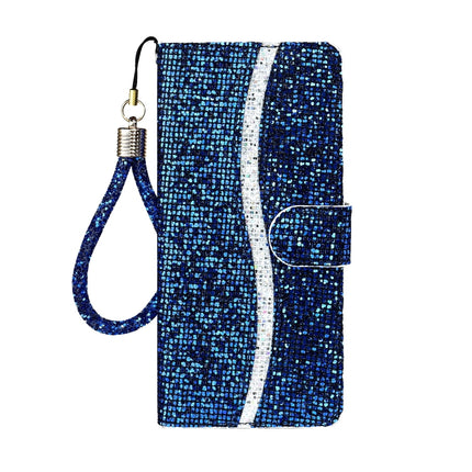 For Samsung Galaxy Note 20 Ultra Glitter Powder Horizontal Flip Leather Case with Card Slots & Holder & Lanyard(Blue)-garmade.com