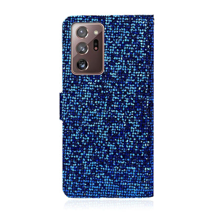 For Samsung Galaxy Note 20 Ultra Glitter Powder Horizontal Flip Leather Case with Card Slots & Holder & Lanyard(Blue)-garmade.com