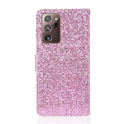 For Samsung Galaxy Note 20 Ultra Glitter Powder Horizontal Flip Leather Case with Card Slots & Holder & Lanyard(Pink)-garmade.com