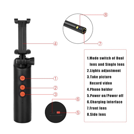 F280 1080P IP68 Waterproof Dual Camera WiFi Digital Endoscope, Length:5m Snake Tube(Black)-garmade.com