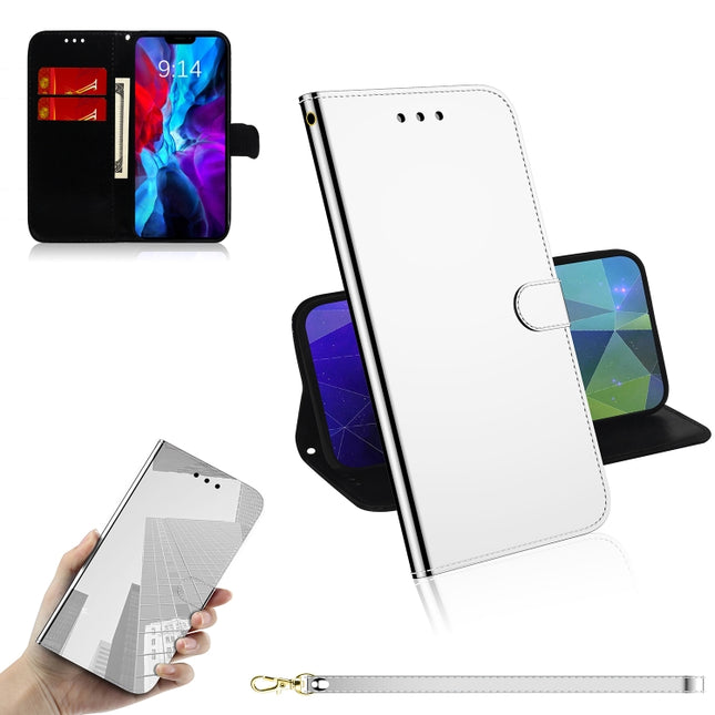 For iPhone 12 mini Imitated Mirror Surface Horizontal Flip Leather Case with Holder & Card Slots & Wallet & Lanyard(Silver)-garmade.com