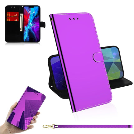 For iPhone 12 mini Imitated Mirror Surface Horizontal Flip Leather Case with Holder & Card Slots & Wallet & Lanyard(Purple)-garmade.com