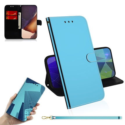 For Samsung Galaxy Note20 Ultra Imitated Mirror Surface Horizontal Flip Leather Case with Holder & Card Slots & Wallet & Lanyard(Blue)-garmade.com